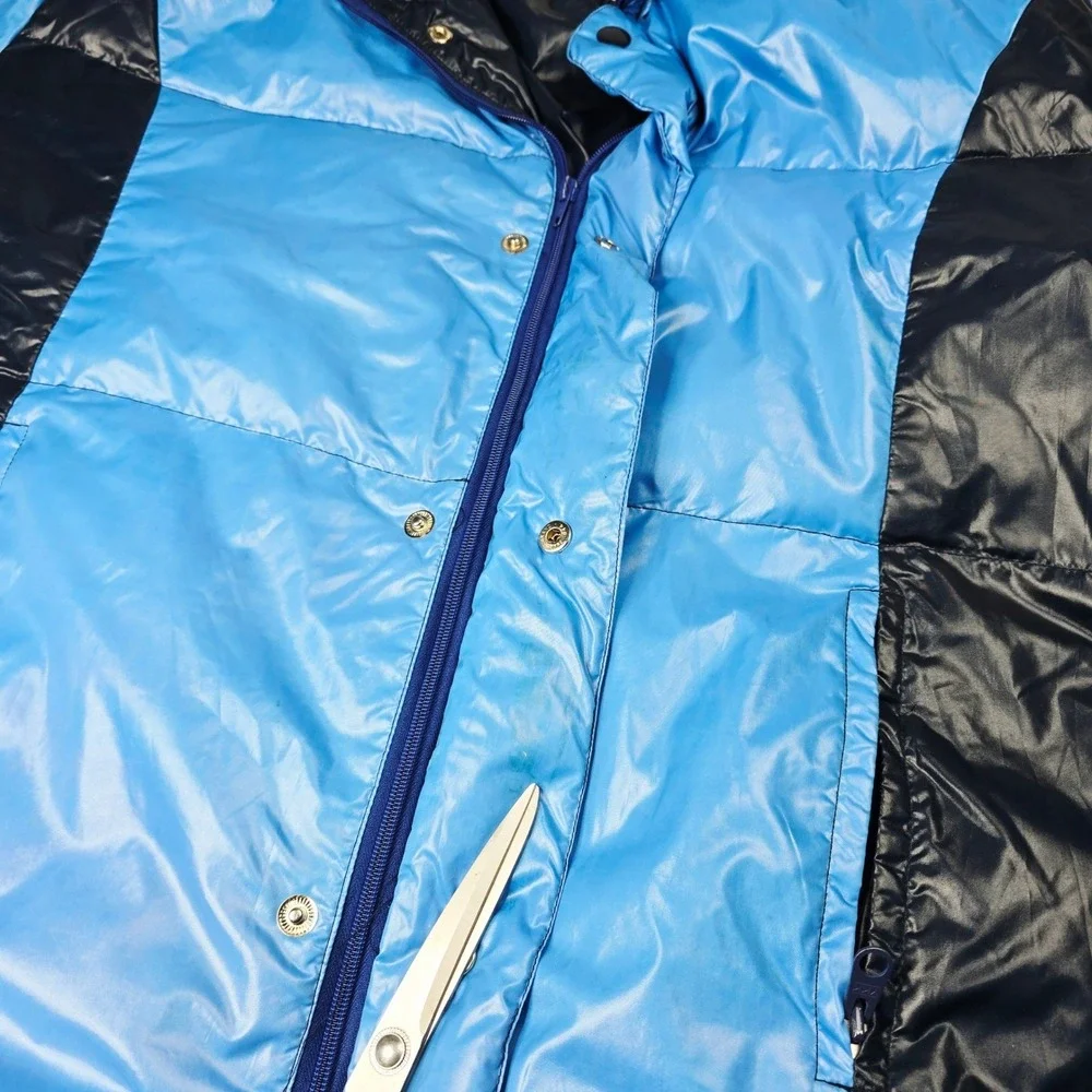 Vintage Contender Duck Down Puffer Jacket Mens XL Blue Black‎ Retro Winter